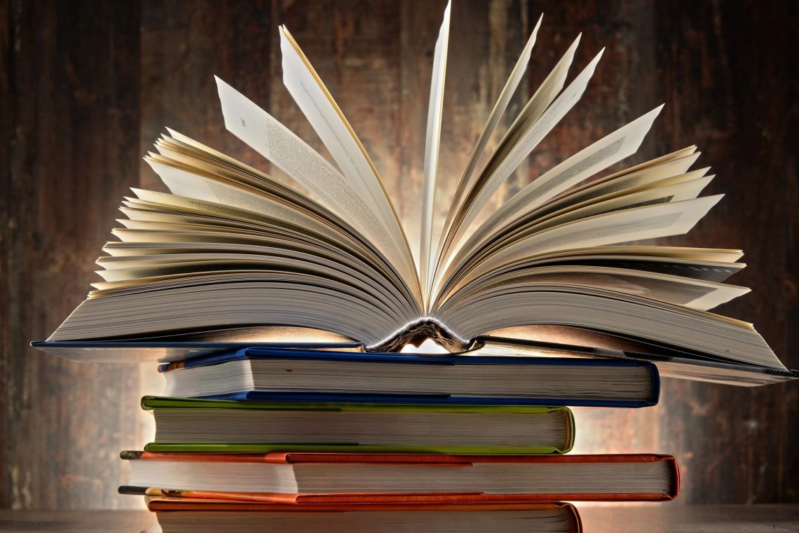 Books in a pile